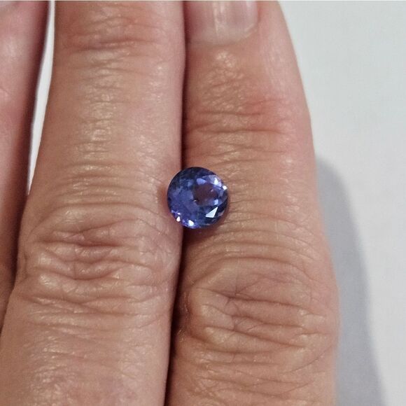 Natural Tanzanite Gemstone, 1.25ct Round Portuguese Cut, Blue Violet Loose Stone - Picture 5 of 6